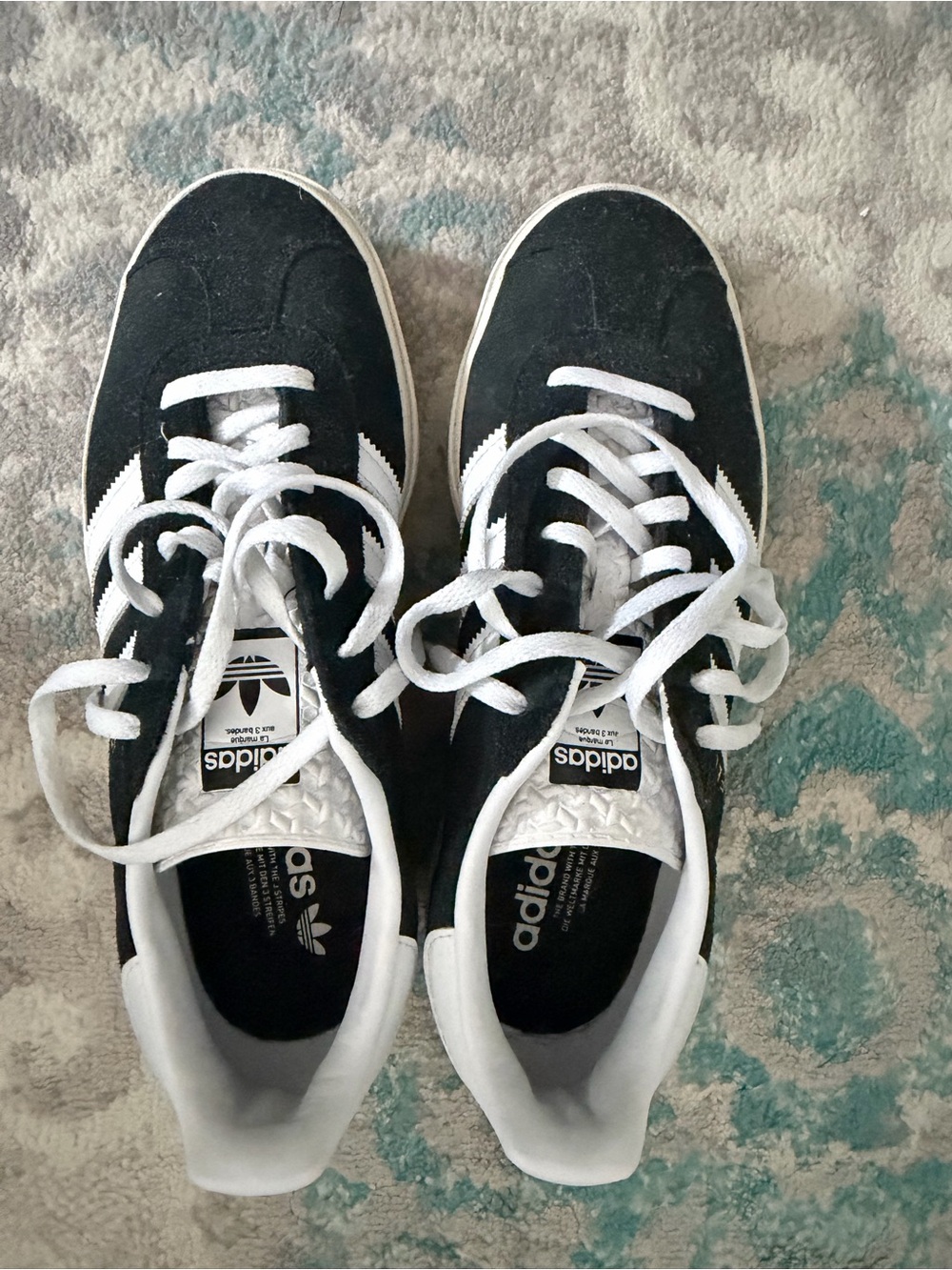 adidas Black and White Suede Three-Stripes Sneaker